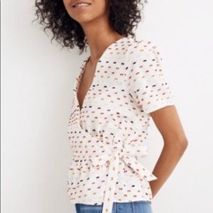 EUC Medium Madewell Clip Dot Wrap Top
